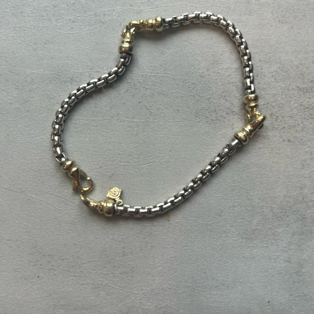 David Yurman sterling silver yellow gold buckle bracelet